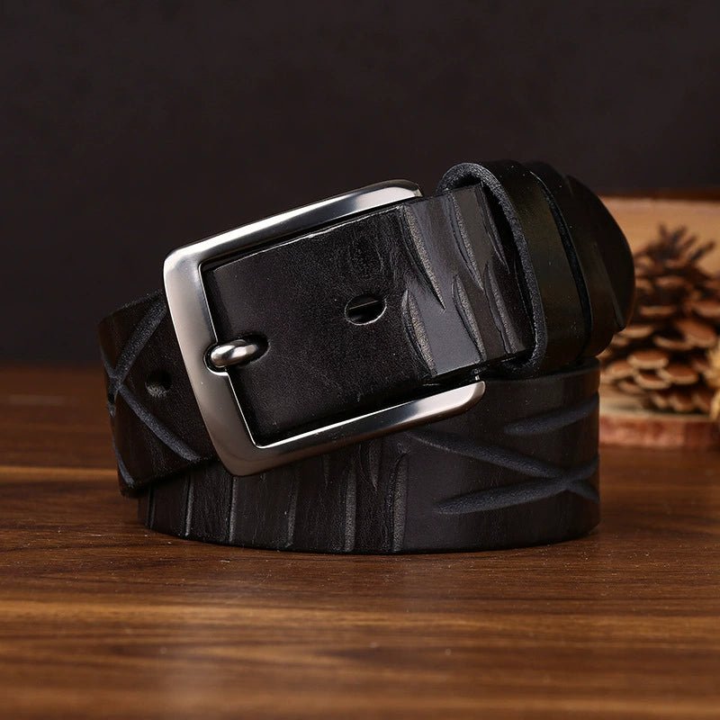 Cragford – Embossed Pin Buckle Leather Belt - Hilltop Nord