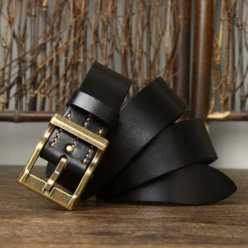 Hemlock – Pin Buckle Leather Belt — Red Brown