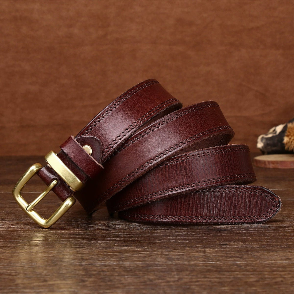 Eldermoss – Stitched Leather Belt - Hilltop Nord