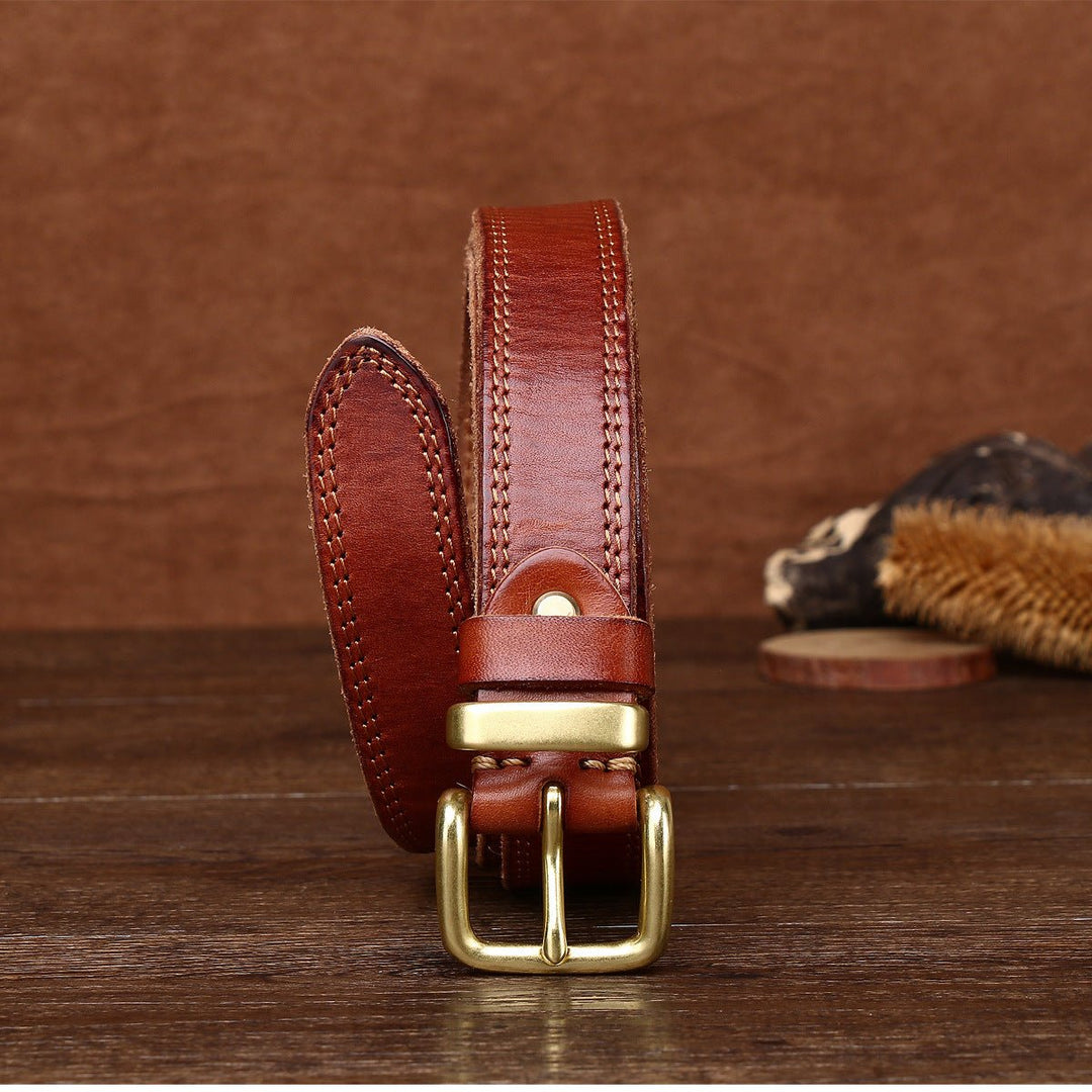 Eldermoss – Stitched Leather Belt - Hilltop Nord
