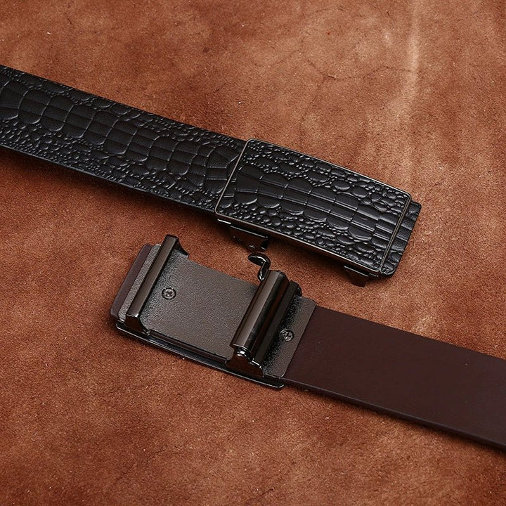 Lowland – Crocodile - Embossed Auto Buckle Leather Belt - Hilltop Nord