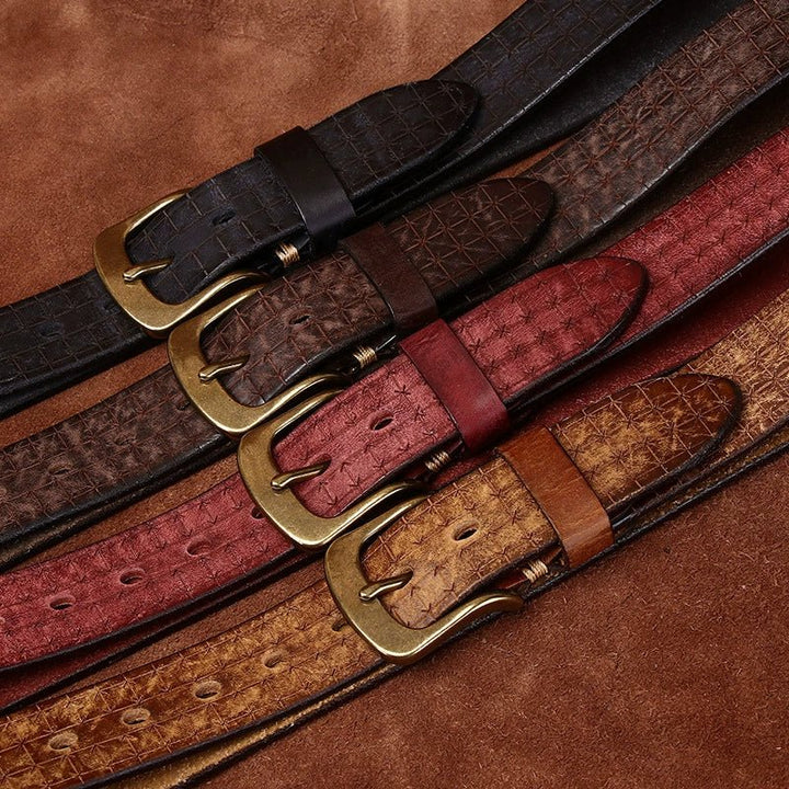 Malvern – Embossed Pin Buckle Leather Belt - Hilltop Nord