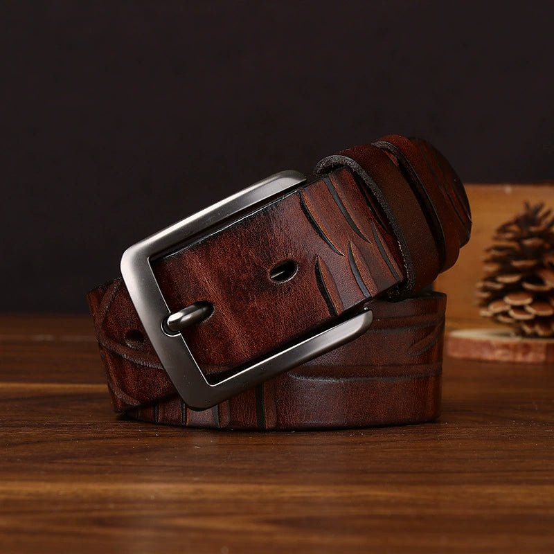 Cragford – Embossed Pin Buckle Leather Belt - Hilltop Nord