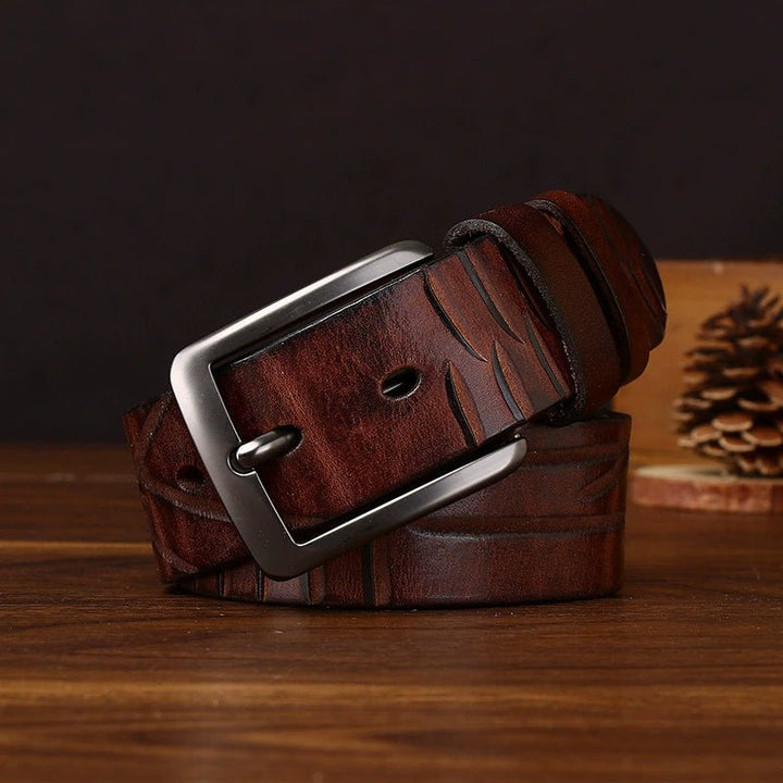 Cragford – Embossed Pin Buckle Leather Belt - Hilltop Nord