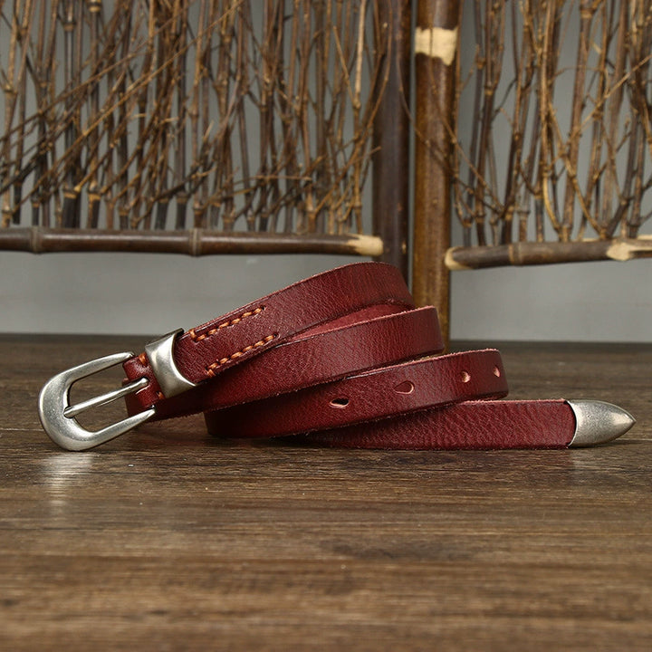 Dagger – Pin Buckle Leather Belt — Reddish Brown