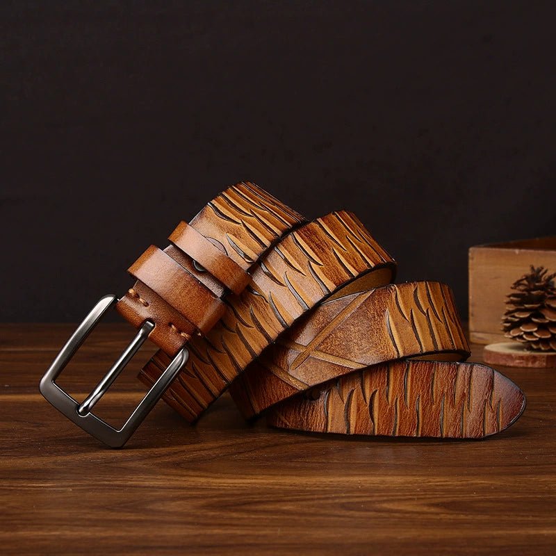 Cragford – Embossed Pin Buckle Leather Belt - Hilltop Nord