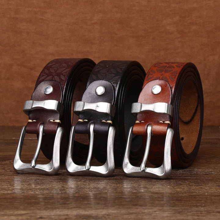 Kestrel – Embossed Pin Buckle Leather Belt - Hilltop Nord