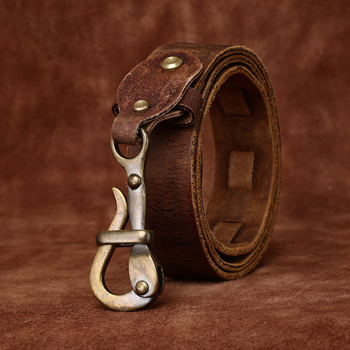 Brasswood – Retro Lock Buckle Leather Belt - Hilltop Nord