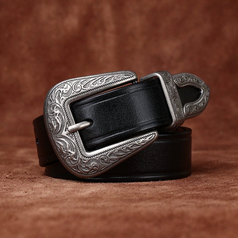 Westward – Engraved Buckle Leather Belt - Hilltop Nord