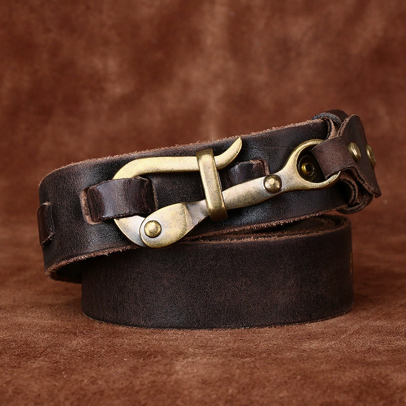 Brasswood – Retro Lock Buckle Leather Belt - Hilltop Nord