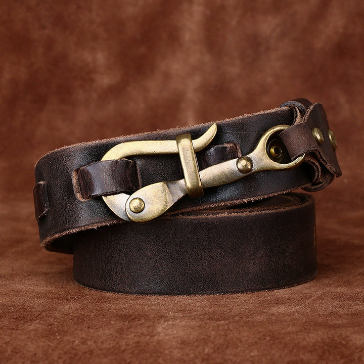 Brasswood – Retro Lock Buckle Leather Belt - Hilltop Nord