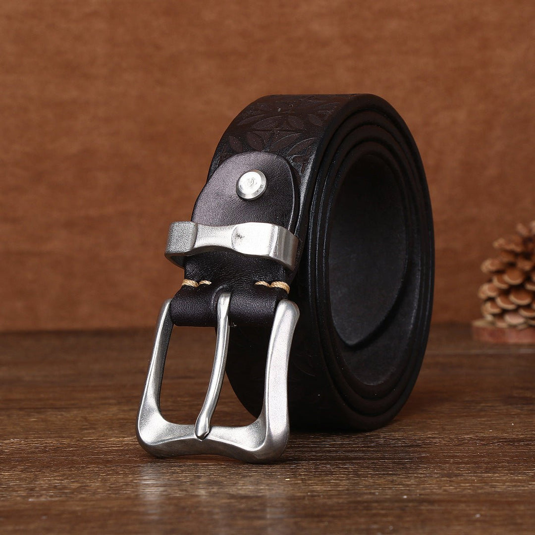Kestrel – Embossed Pin Buckle Leather Belt - Hilltop Nord