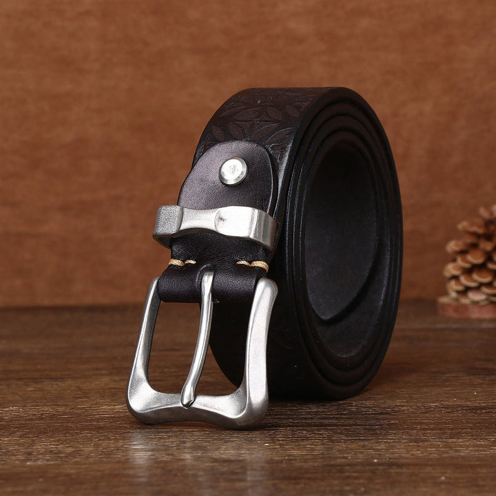 Kestrel – Embossed Pin Buckle Leather Belt - Hilltop Nord