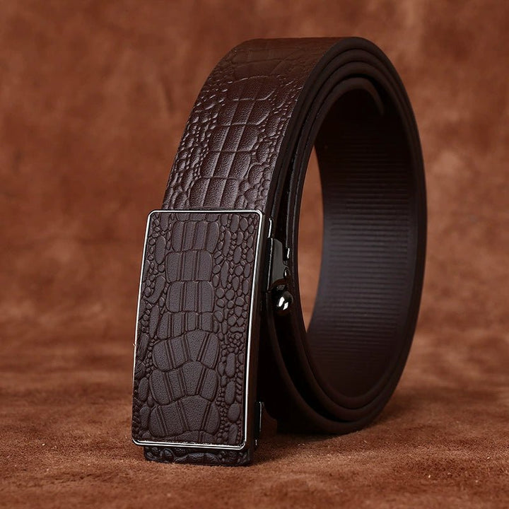 Lowland – Crocodile - Embossed Auto Buckle Leather Belt - Hilltop Nord