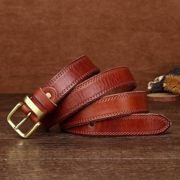 Eldermoss – Stitched Leather Belt - Hilltop Nord