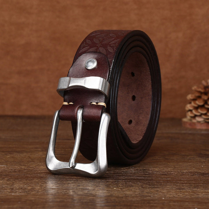 Kestrel – Embossed Pin Buckle Leather Belt - Hilltop Nord