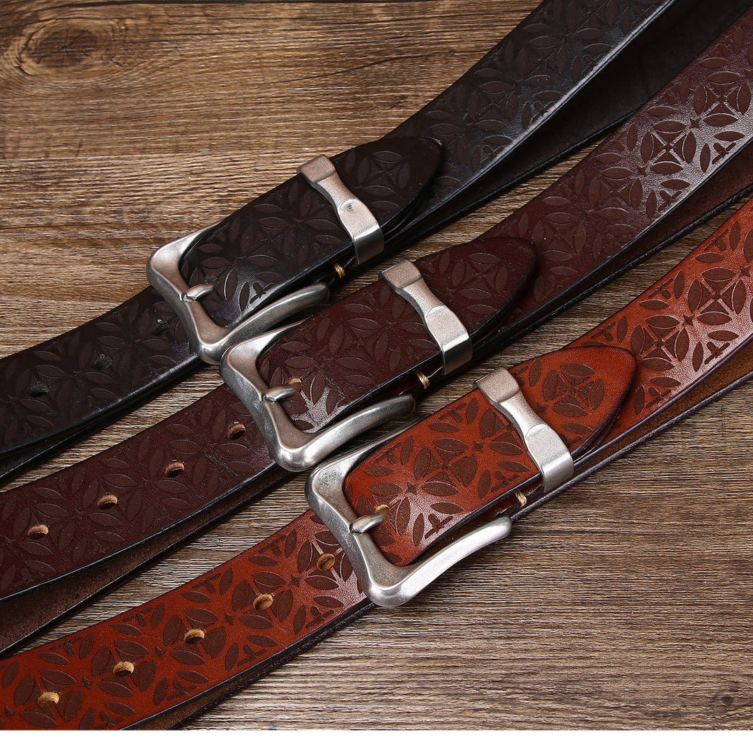 Kestrel – Embossed Pin Buckle Leather Belt - Hilltop Nord
