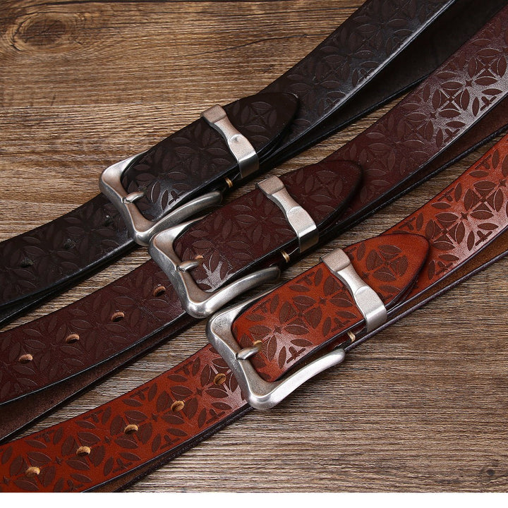 Kestrel – Embossed Pin Buckle Leather Belt - Hilltop Nord