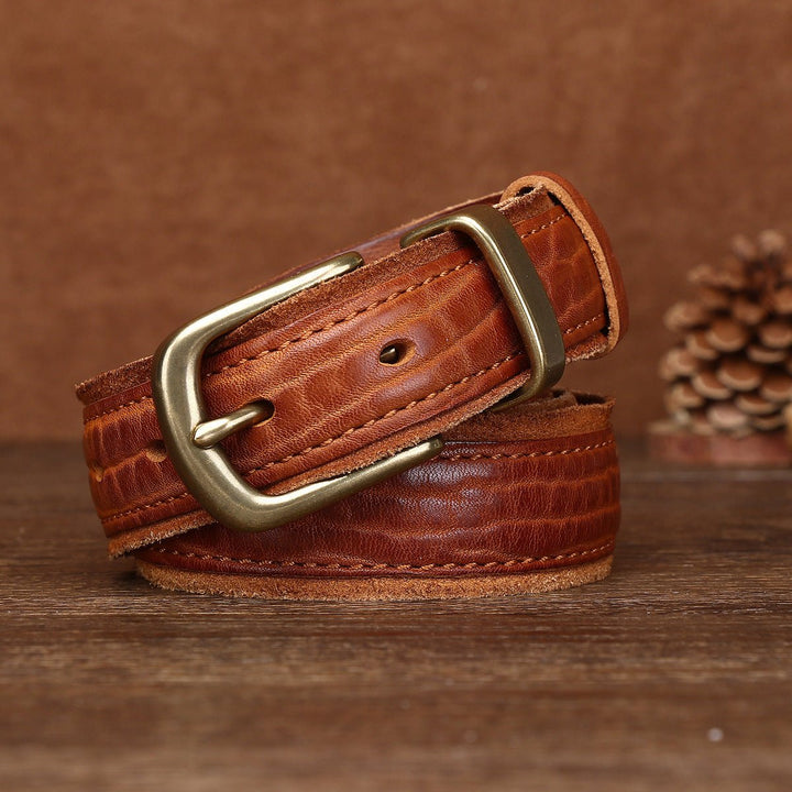Fellmark – Textured Pin Buckle Leather Belt - Hilltop Nord