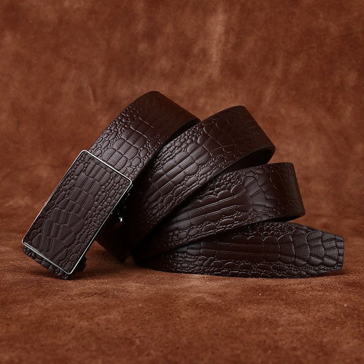 Lowland – Crocodile - Embossed Auto Buckle Leather Belt - Hilltop Nord