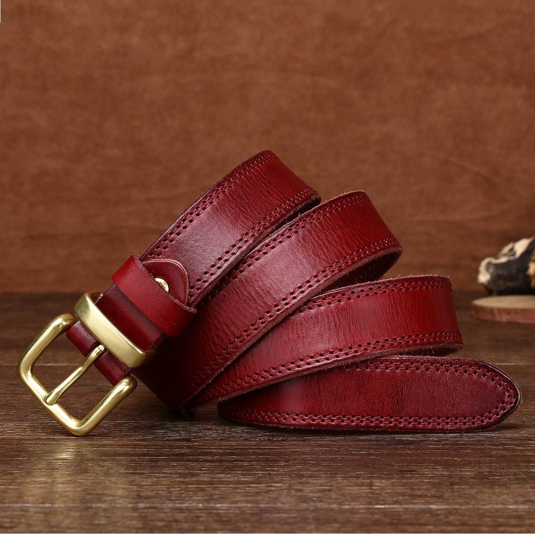 Eldermoss – Stitched Leather Belt - Hilltop Nord