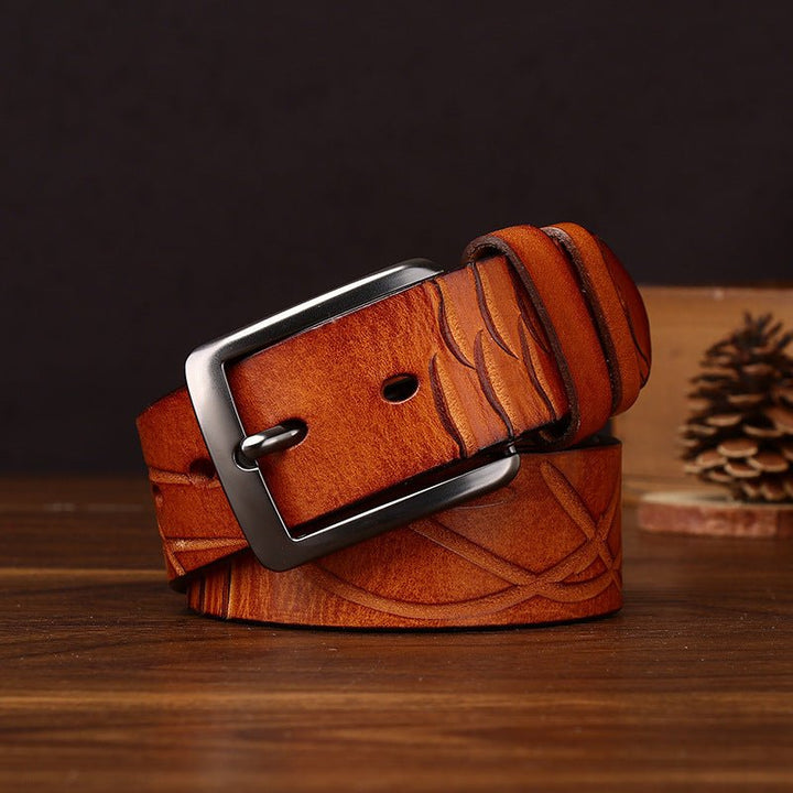 Cragford – Embossed Pin Buckle Leather Belt - Hilltop Nord