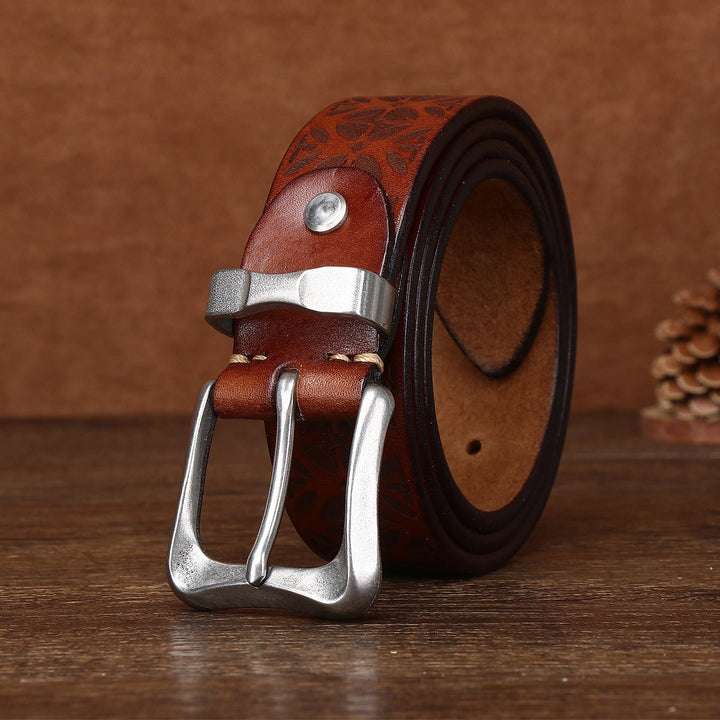 Kestrel – Embossed Pin Buckle Leather Belt - Hilltop Nord