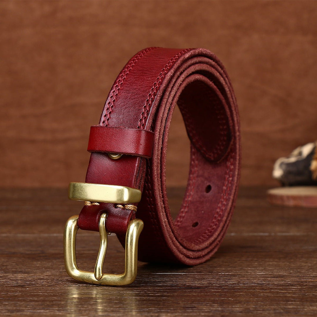 Eldermoss – Stitched Leather Belt - Hilltop Nord