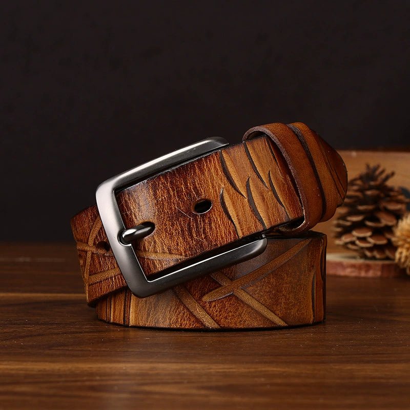 Cragford – Embossed Pin Buckle Leather Belt - Hilltop Nord