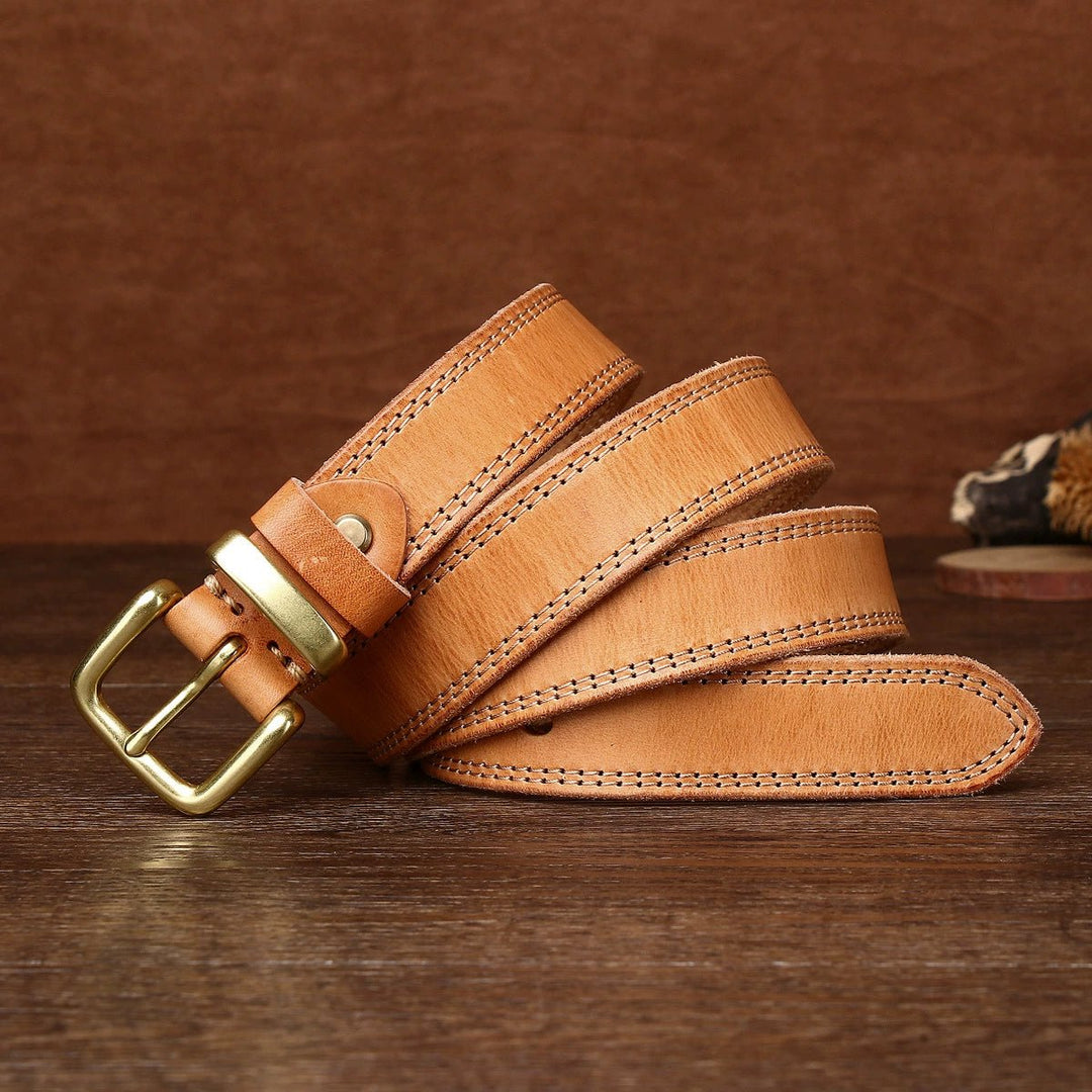 Eldermoss – Stitched Leather Belt - Hilltop Nord