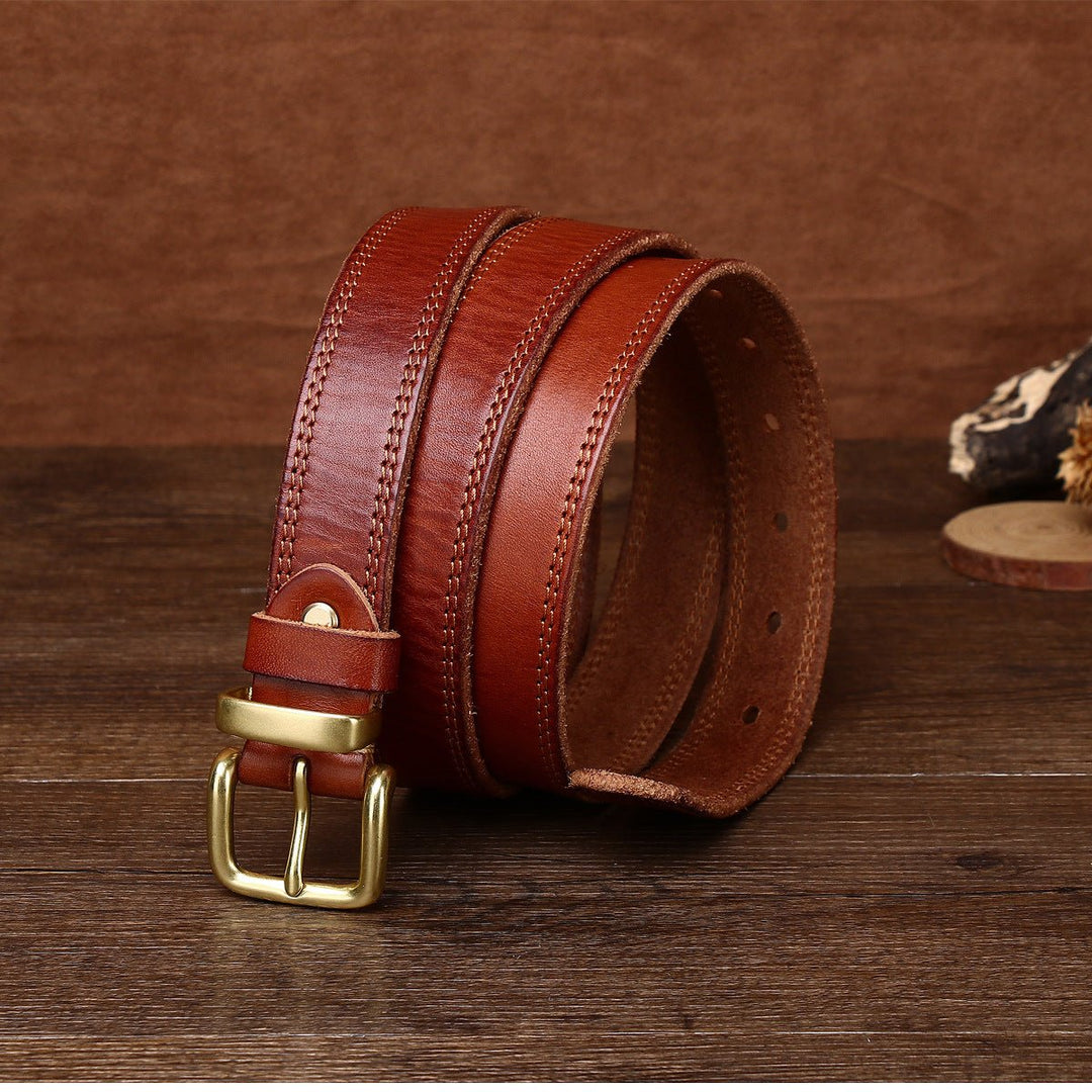 Eldermoss – Stitched Leather Belt - Hilltop Nord