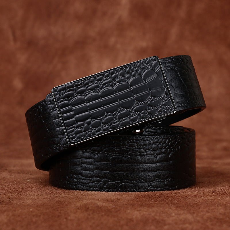 Lowland – Crocodile - Embossed Auto Buckle Leather Belt - Hilltop Nord