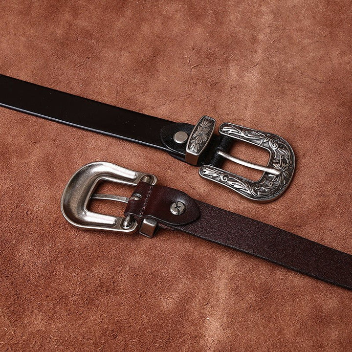 Galloway – Engraved Buckle Leather Belt - Hilltop Nord