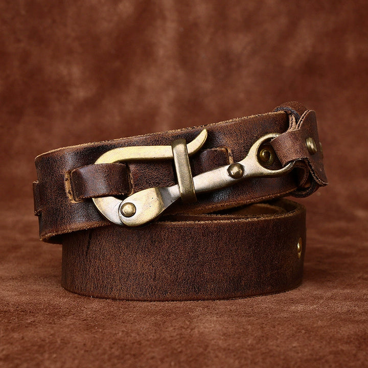 Brasswood – Retro Lock Buckle Leather Belt - Hilltop Nord