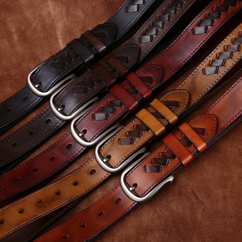 Rook – Woven Inlay Leather Belt - Hilltop Nord