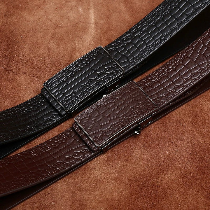 Lowland – Crocodile - Embossed Auto Buckle Leather Belt - Hilltop Nord