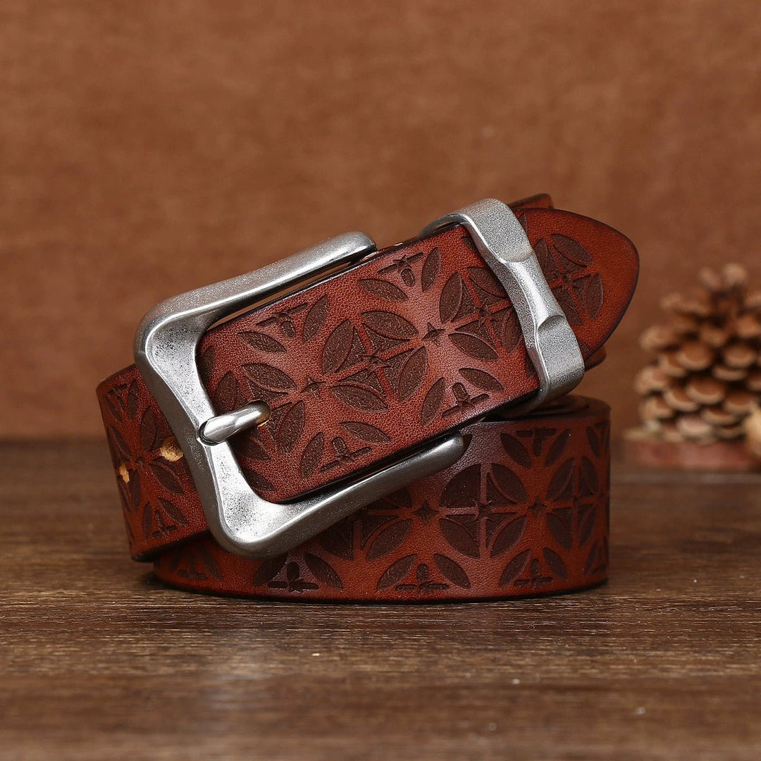 Kestrel – Embossed Pin Buckle Leather Belt - Hilltop Nord