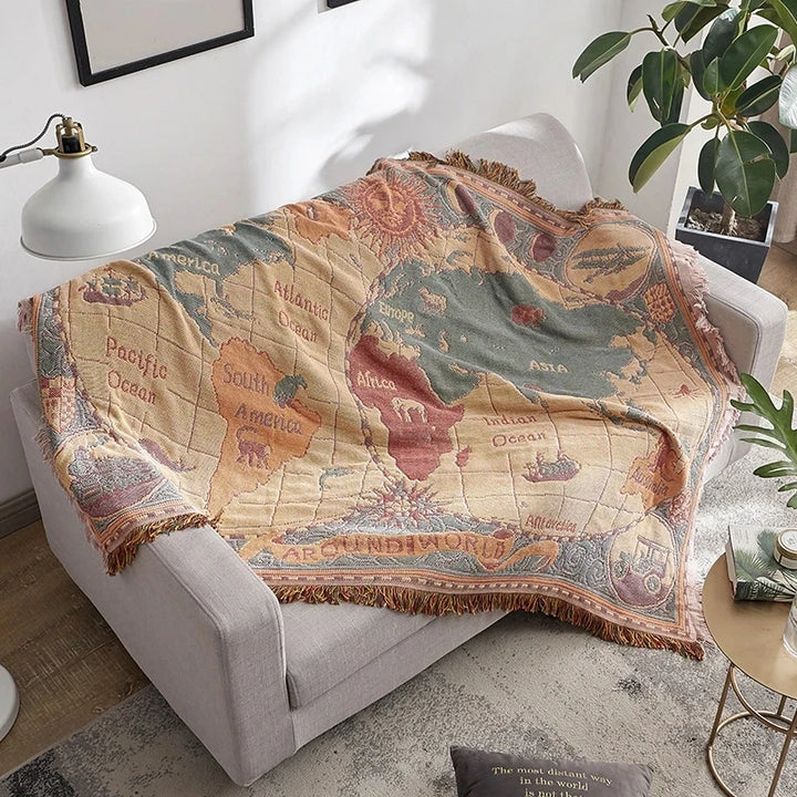 The Voyager World Map Blanket