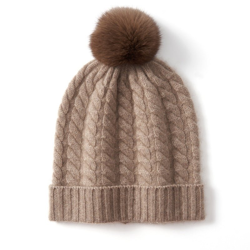 Avera Pom - Cashmere Cable Knit Beanie - Hilltop Nord