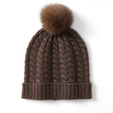 Avera Pom - Cashmere Cable Knit Beanie - Hilltop Nord