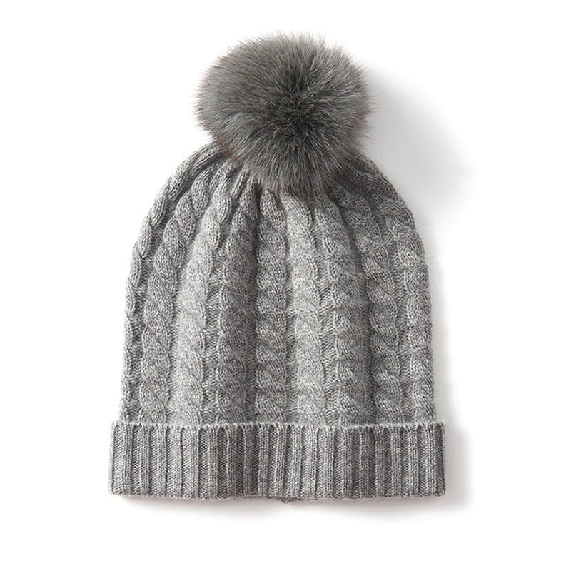 Avera Pom - Cashmere Cable Knit Beanie - Hilltop Nord