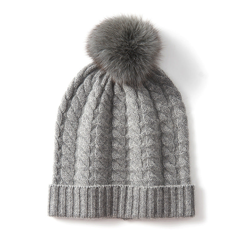 Avera Pom - Cashmere Cable Knit Beanie