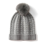 Avera Pom - Cashmere Cable Knit Beanie - Hilltop Nord