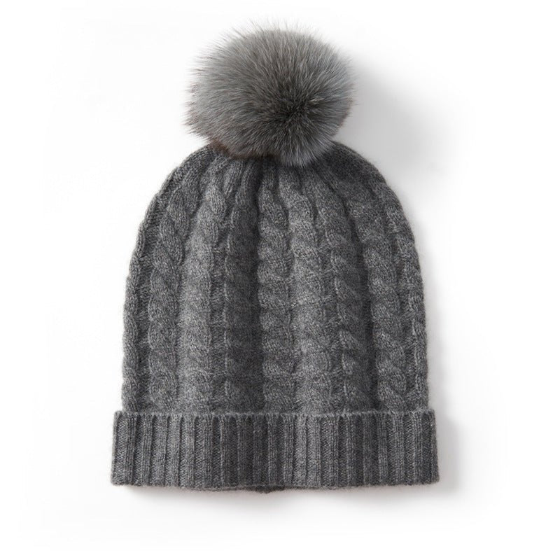 Avera Pom - Cashmere Cable Knit Beanie - Hilltop Nord