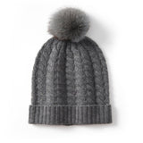 Avera Pom - Cashmere Cable Knit Beanie - Hilltop Nord