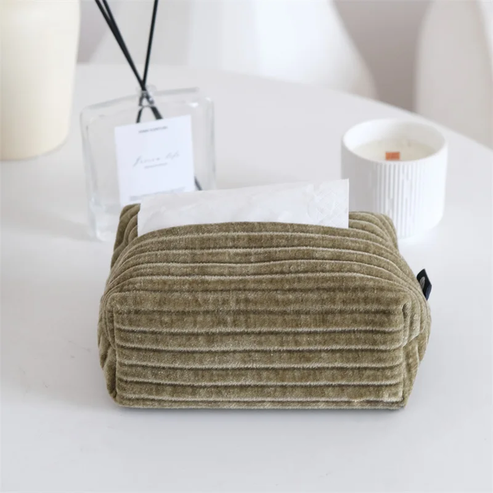 Velvet Jacquard Tissue Box Holder