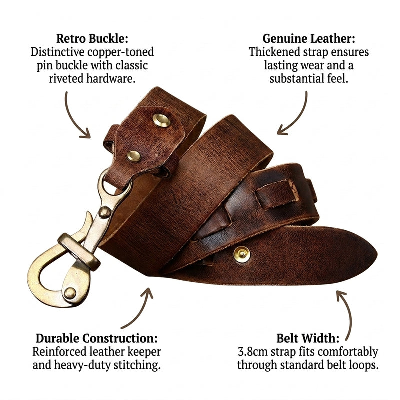 Brasswood – Retro Lock Buckle Leather Belt infographic