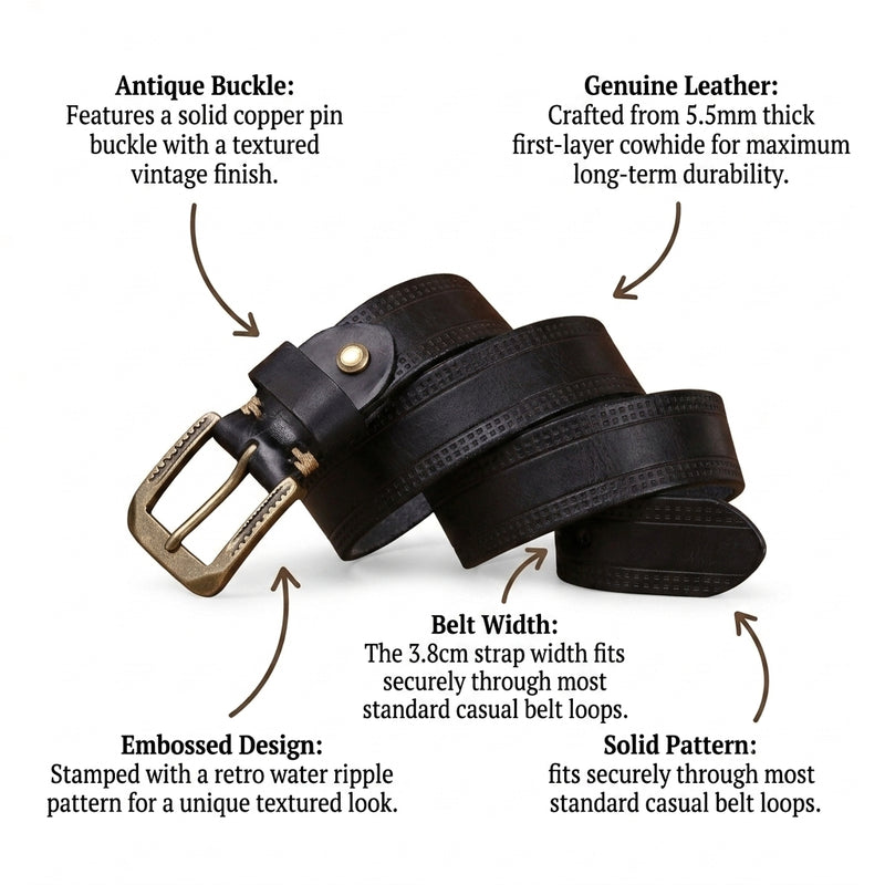 Creston – Embossed Leather Belt infographic