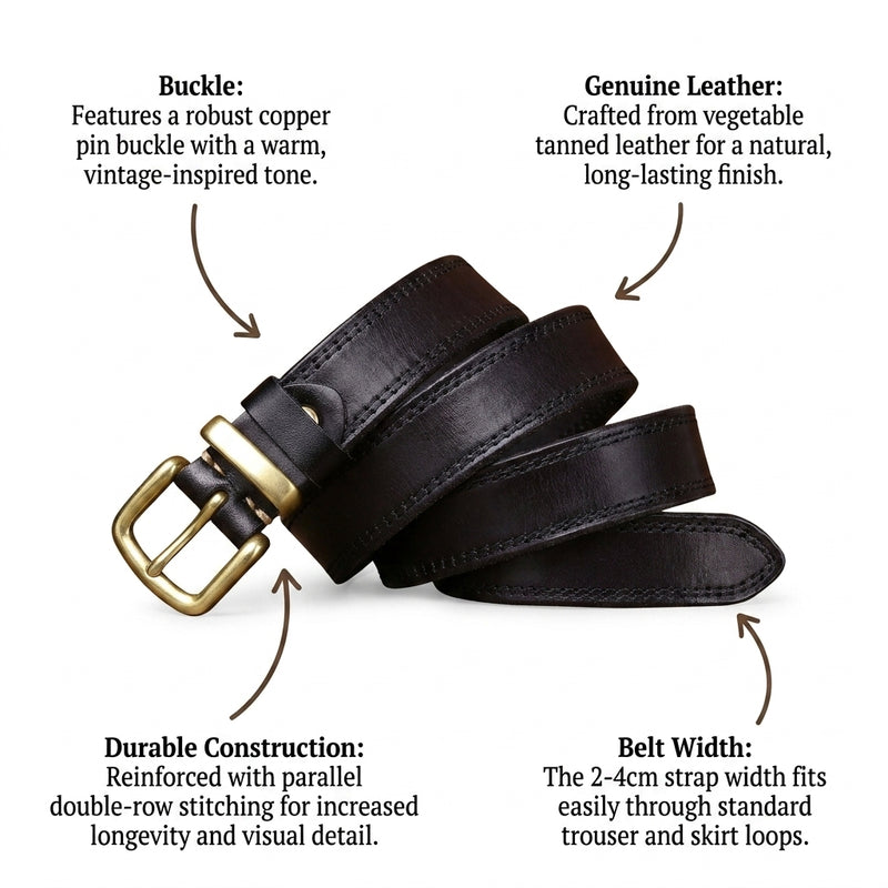 Eldermoss – Stitched Leather Belt infographic