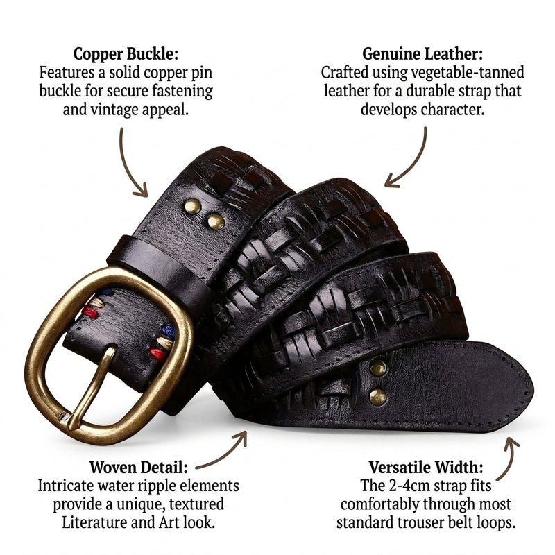 Fendall – Woven Pin Buckle Leather Belt infographic